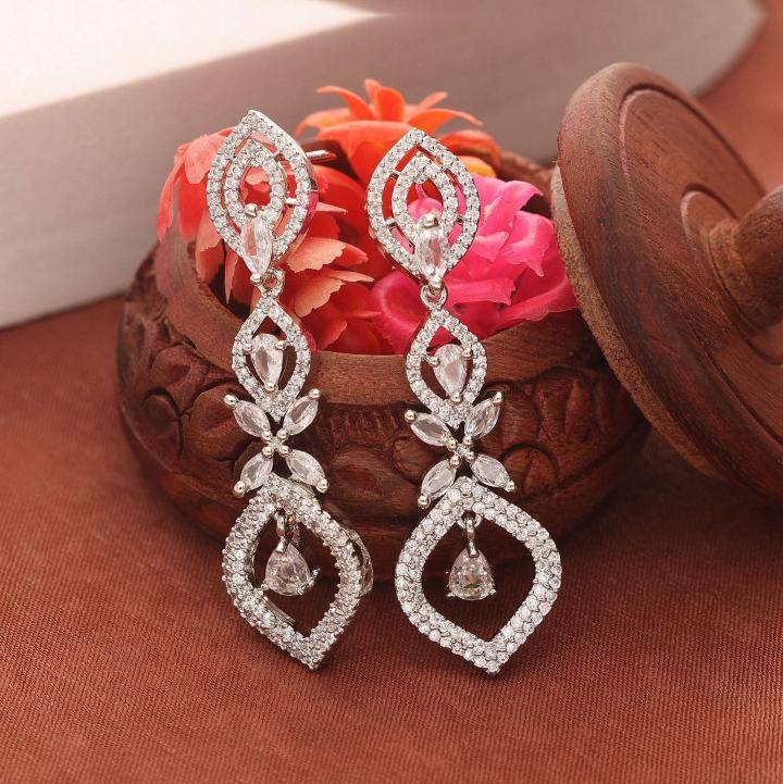Anti tranish american diamond statement drop earrings 156 Costume jewelry wholesale supplier